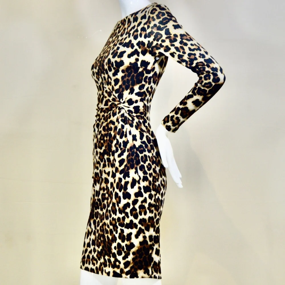 Leopard Print Mini Night Out Dress by Carmen Marc Valvo.Made in US